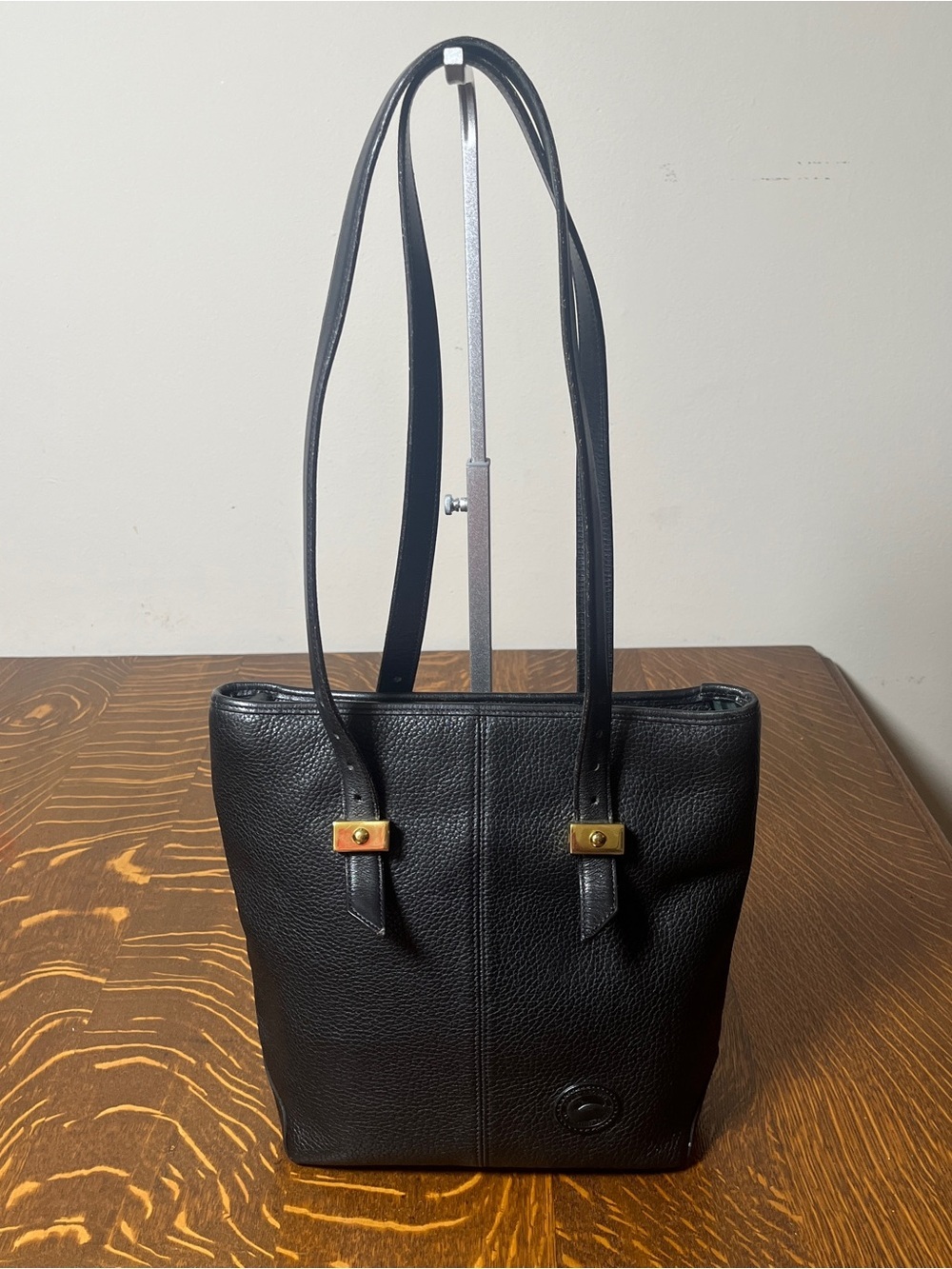 Dooney & Bourke Black Pebble Leather Shoulder Tote Vintage